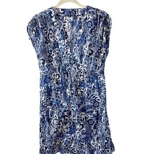 Lauren Ralph Lauren Blue White Paisley Cotton Swim suit Cover Up Dress Medium